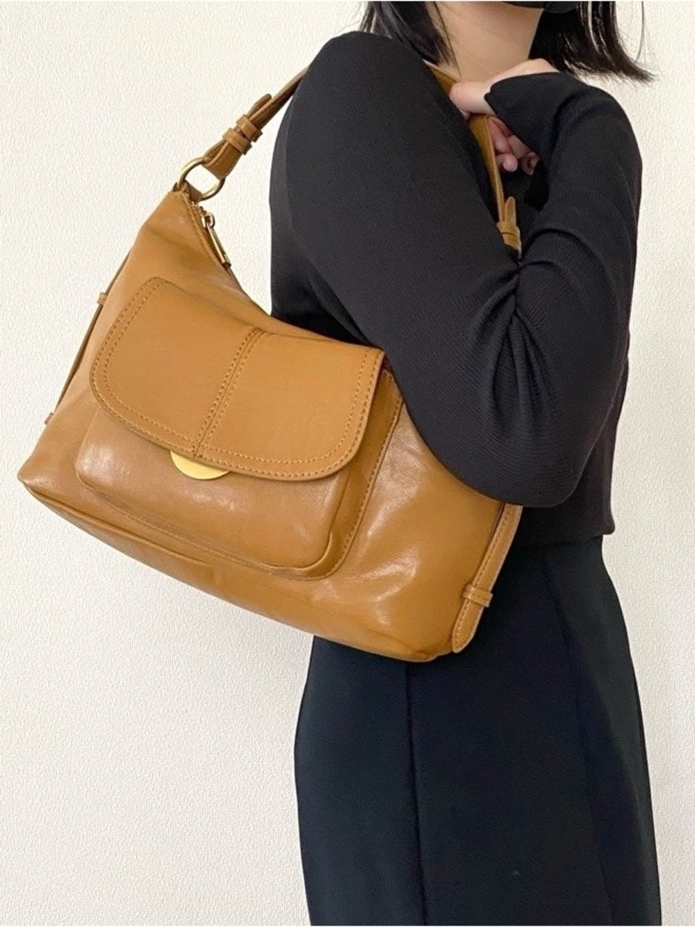 Zara Cognac Brown Faux Leather Shoulder Bag - Picture 14 of 16